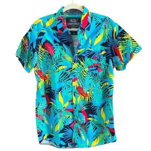 BROKEN THREADS MENS LARGE BUTTON UP SHORT SLEEVE 100% COTTON HAWAIIAN FLORAL